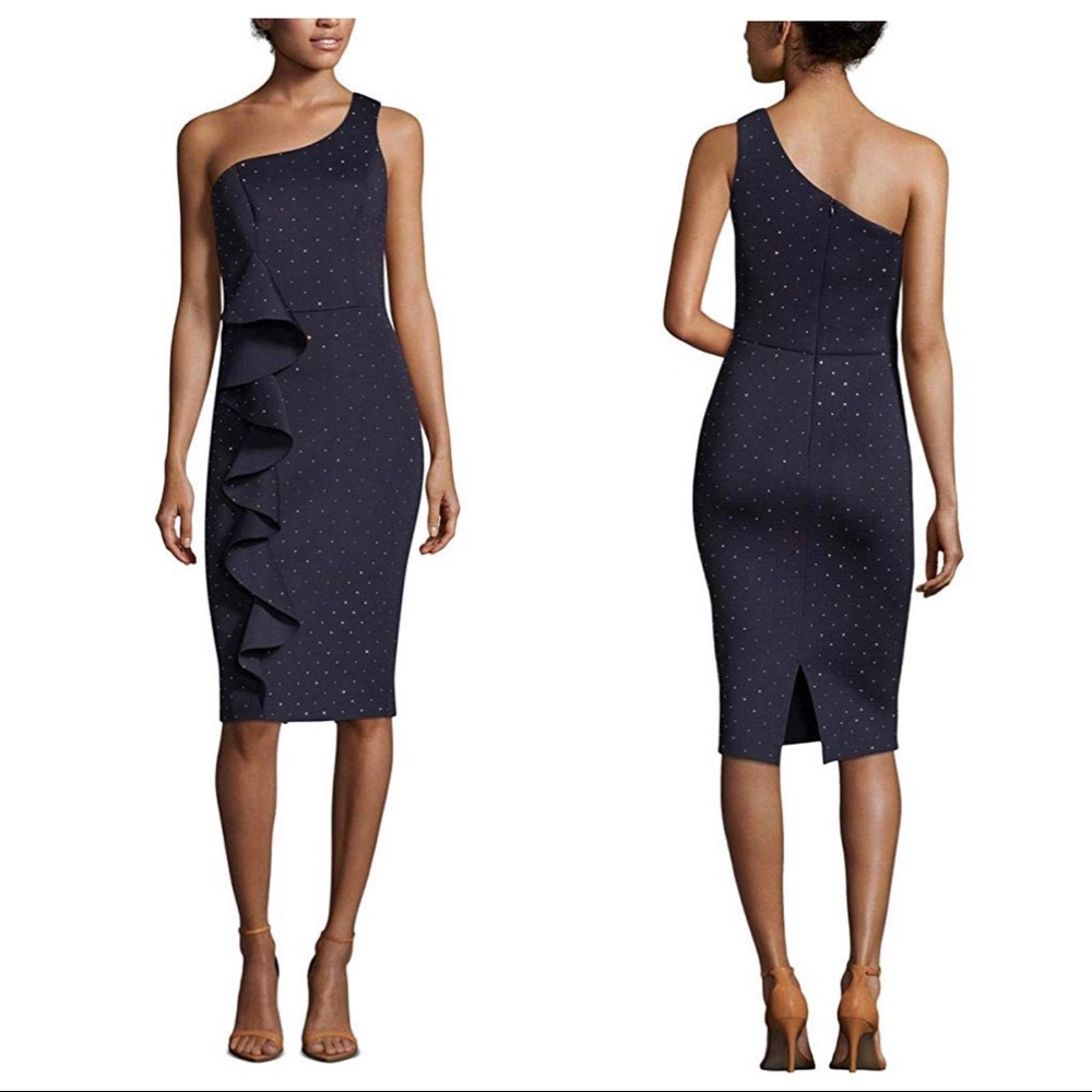 Betsy & Adam Scuba One Shoulder Cocktail Dress